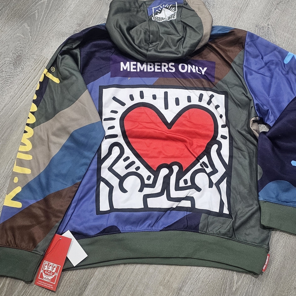 NWT Members Only Keith Haring Foundation Graphic Hoodie Long Sleeve Sweatshirt-L - Picture 2 of 6